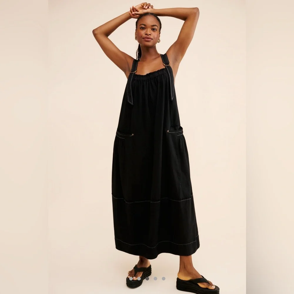 Free People Black Machu Barrel Midi Dress - Picture 3 of 13